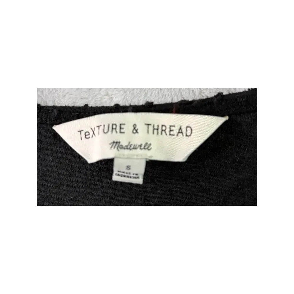 Madewell Texture & Thread Clipdot Smocked Crossover Top – Black – Size S